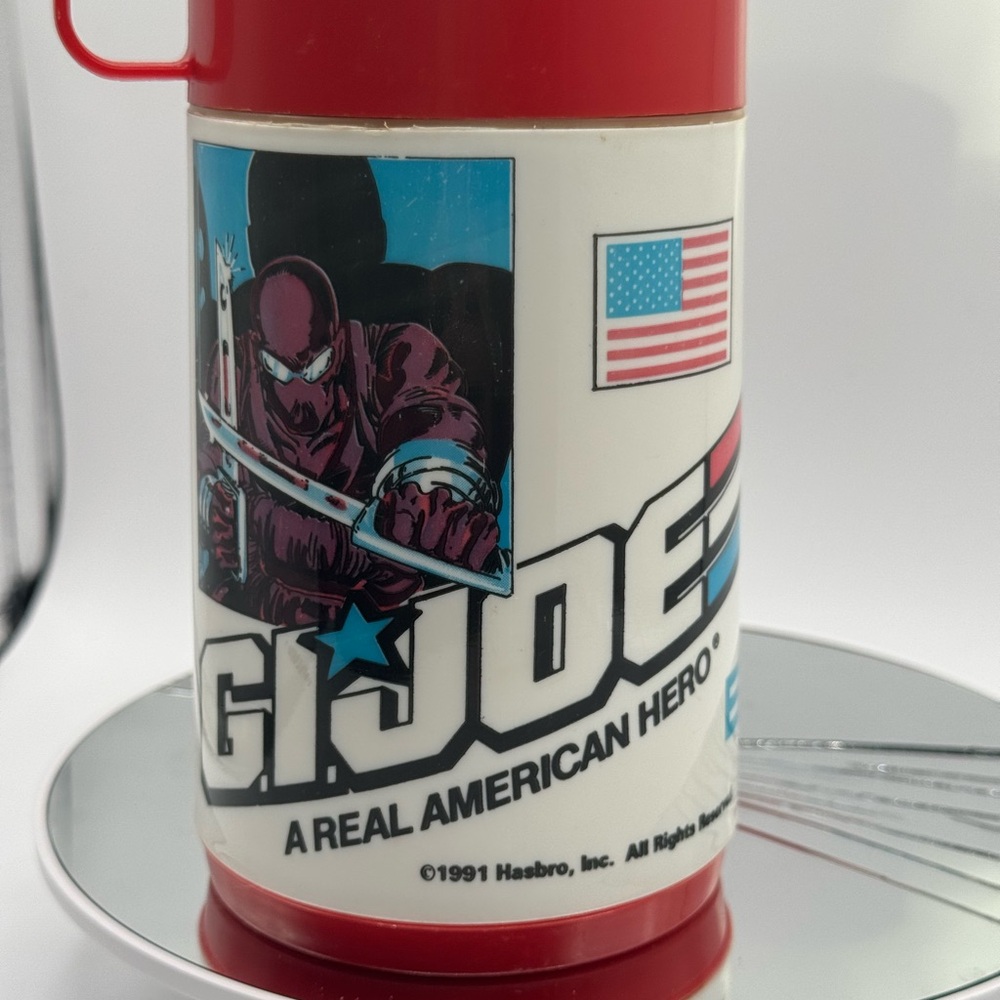 Hasbro Gi Joe 1991 Red and White Collectible Thermos 8oz